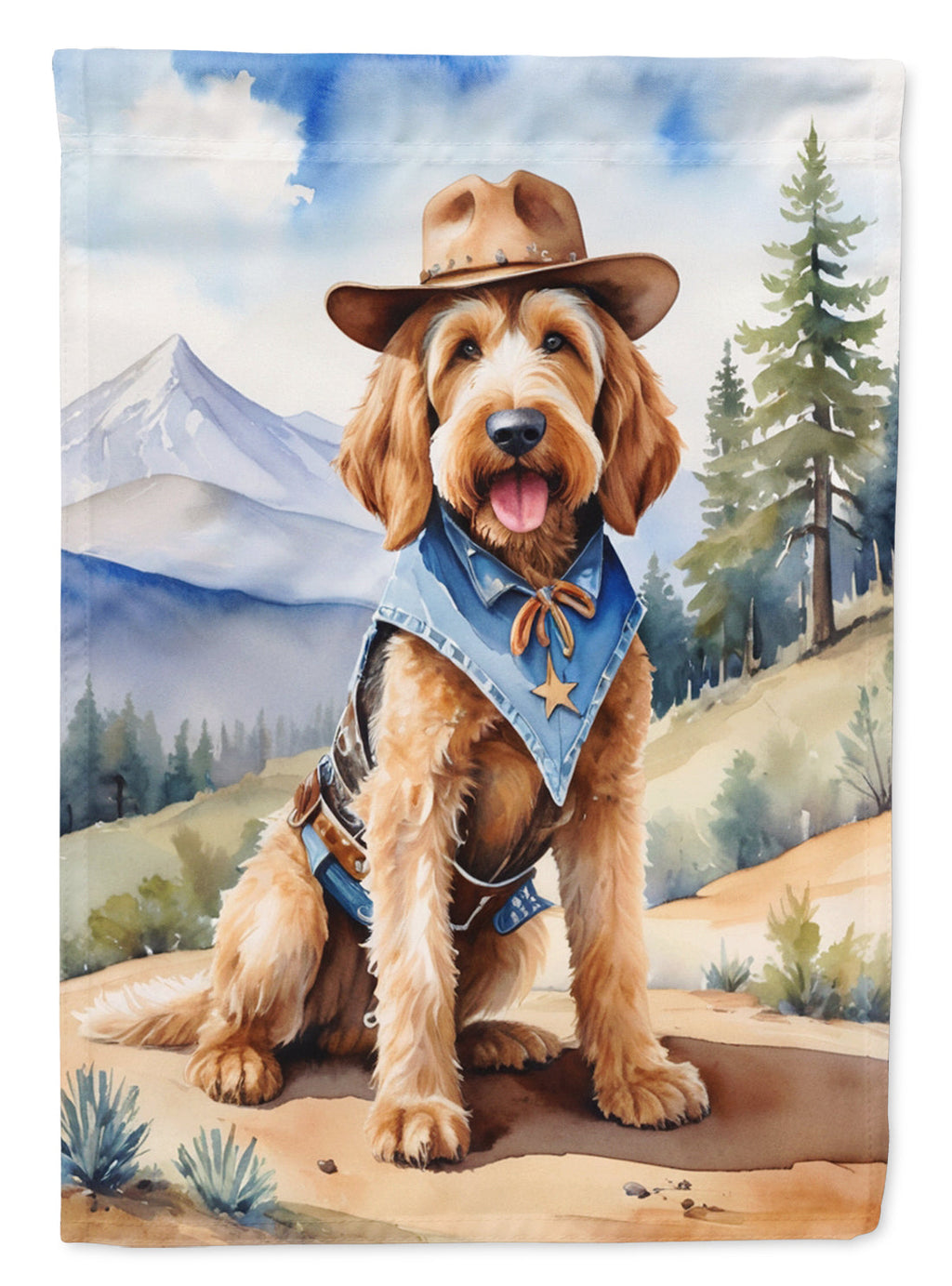 Otterhound Cowboy Welcome House Flag 28x40 Porch Sleeve Pole Decorative Outside Yard Banner Artwork Wall Hanging, Polyester