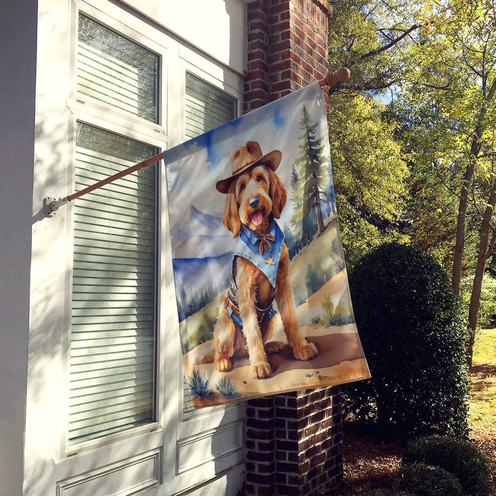 Otterhound Cowboy Welcome House Flag 28x40 Porch Sleeve Pole Decorative Outside Yard Banner Artwork Wall Hanging, Polyester