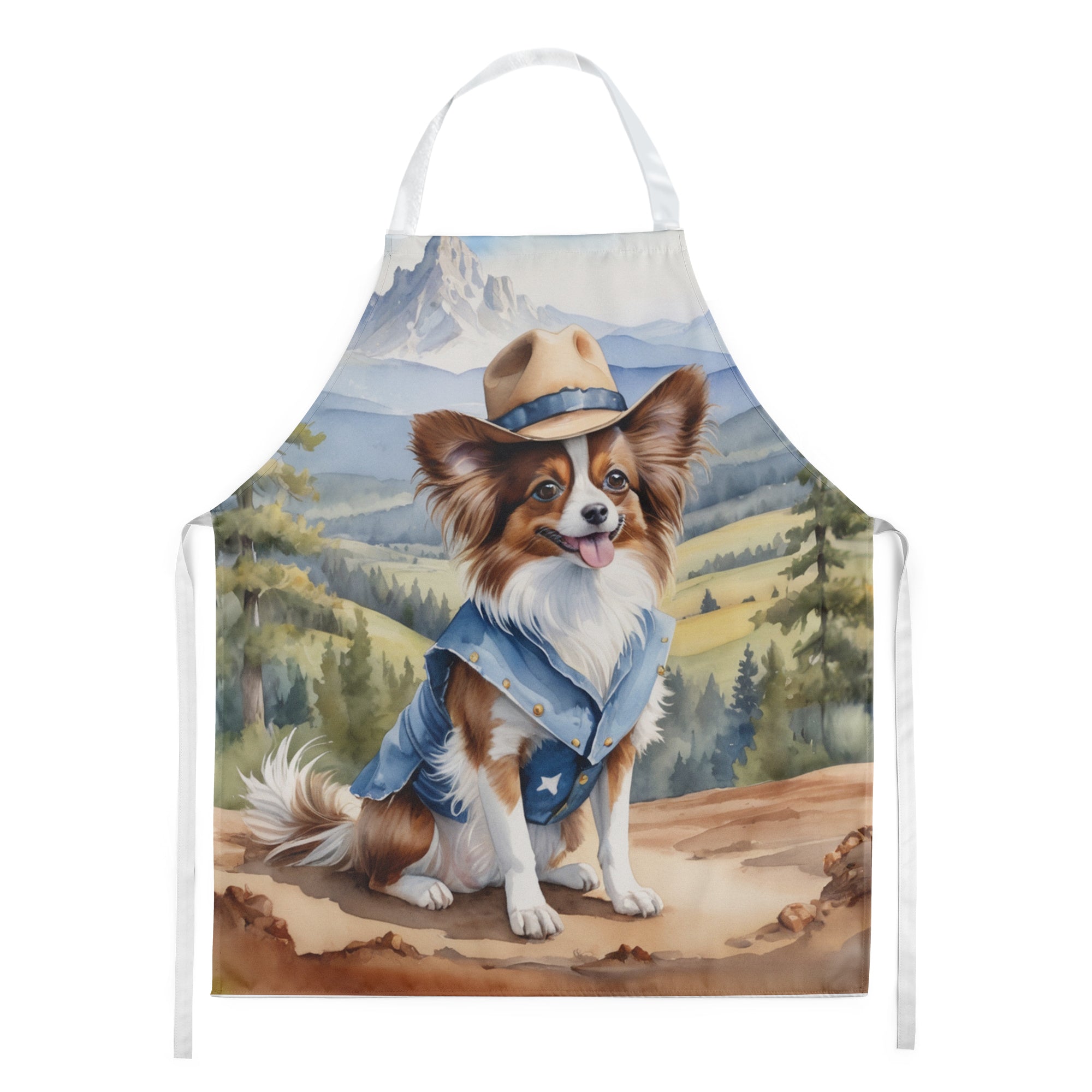 Papillon Cowboy Welcome Apron Cooking Kitchen Server Baking Crafts Gardening for Adult Women Men, Unisex, Large, Multicolor