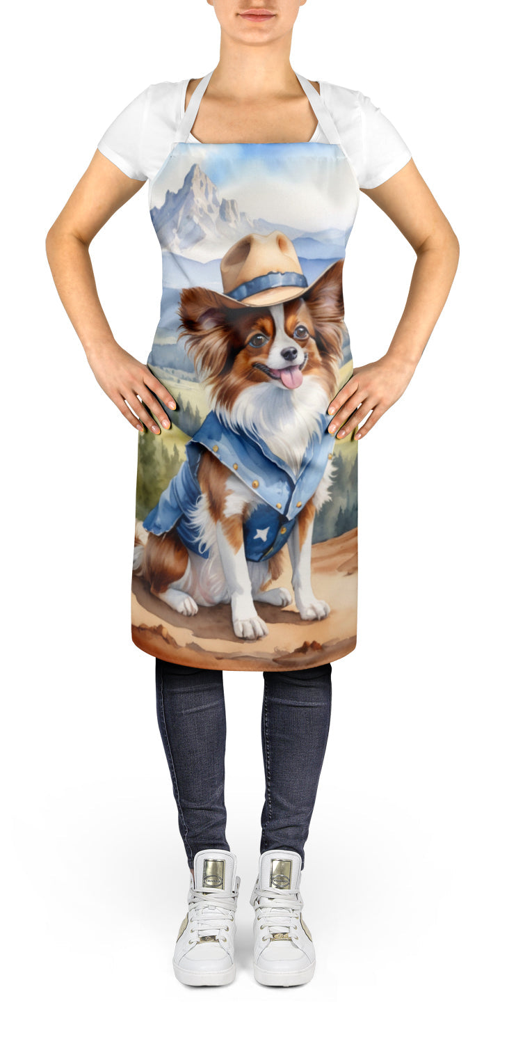 Papillon Cowboy Welcome Apron Cooking Kitchen Server Baking Crafts Gardening for Adult Women Men, Unisex, Large, Multicolor