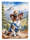 Papillon Cowboy Welcome House Flag 28x40 Porch Sleeve Pole Decorative Outside Yard Banner Artwork Wall Hanging, Polyester