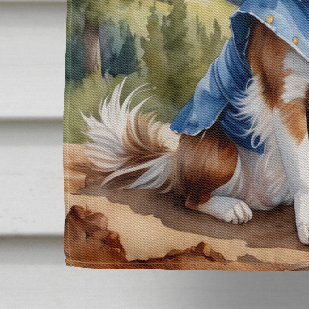 Papillon Cowboy Welcome House Flag 28x40 Porch Sleeve Pole Decorative Outside Yard Banner Artwork Wall Hanging, Polyester