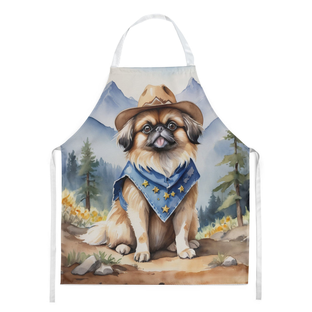 Pekingese Cowboy Welcome Apron Cooking Kitchen Server Baking Crafts Gardening for Adult Women Men, Unisex, Large, Multicolor
