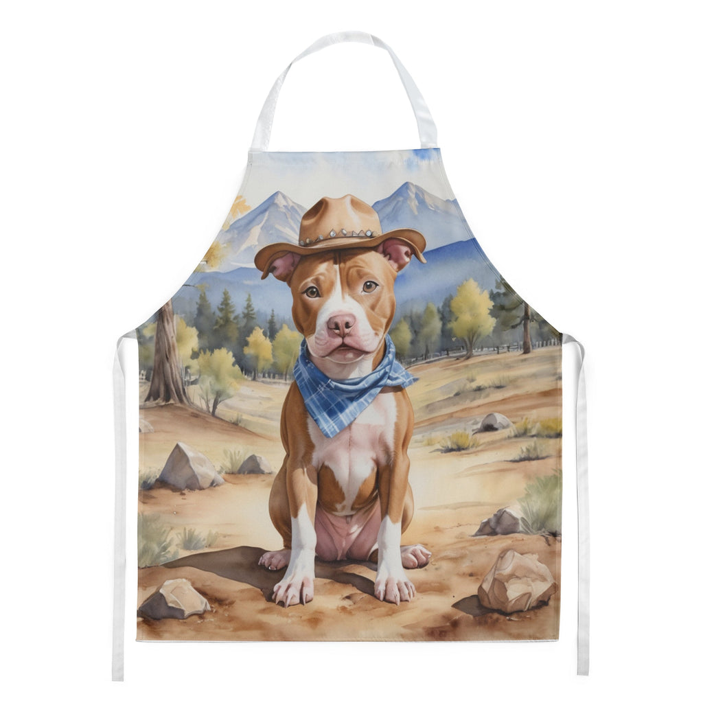 Pit Bull Terrier Cowboy Welcome Apron Cooking Kitchen Server Baking Crafts Gardening for Adult Women Men, Unisex, Large, Multicolor