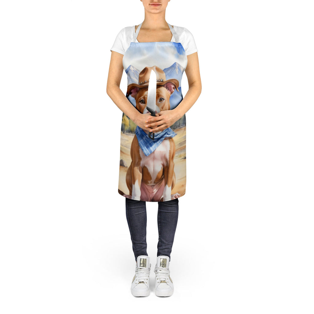 Pit Bull Terrier Cowboy Welcome Apron Cooking Kitchen Server Baking Crafts Gardening for Adult Women Men, Unisex, Large, Multicolor