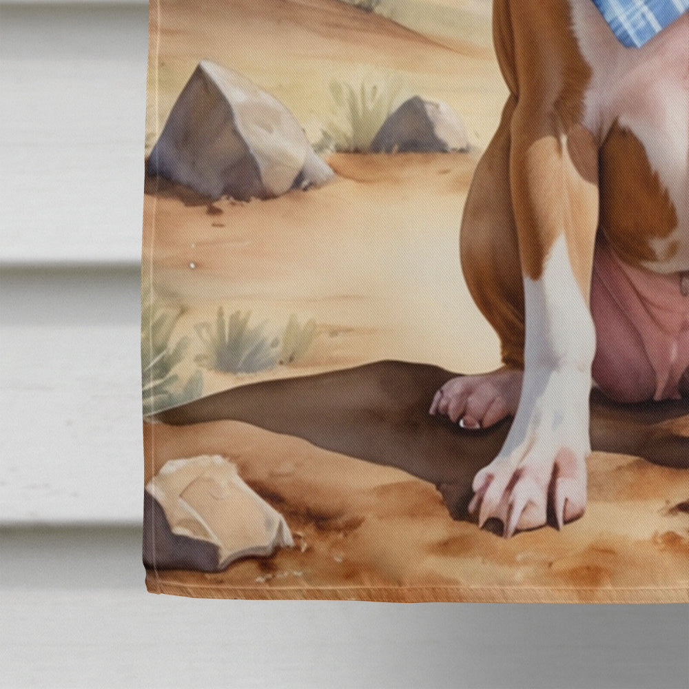 Pit Bull Terrier Cowboy Welcome House Flag 28x40 Porch Sleeve Pole Decorative Outside Yard Banner Artwork Wall Hanging, Polyester