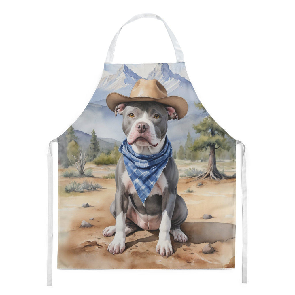 Pit Bull Terrier Cowboy Welcome Apron Cooking Kitchen Server Baking Crafts Gardening for Adult Women Men, Unisex, Large, Multicolor