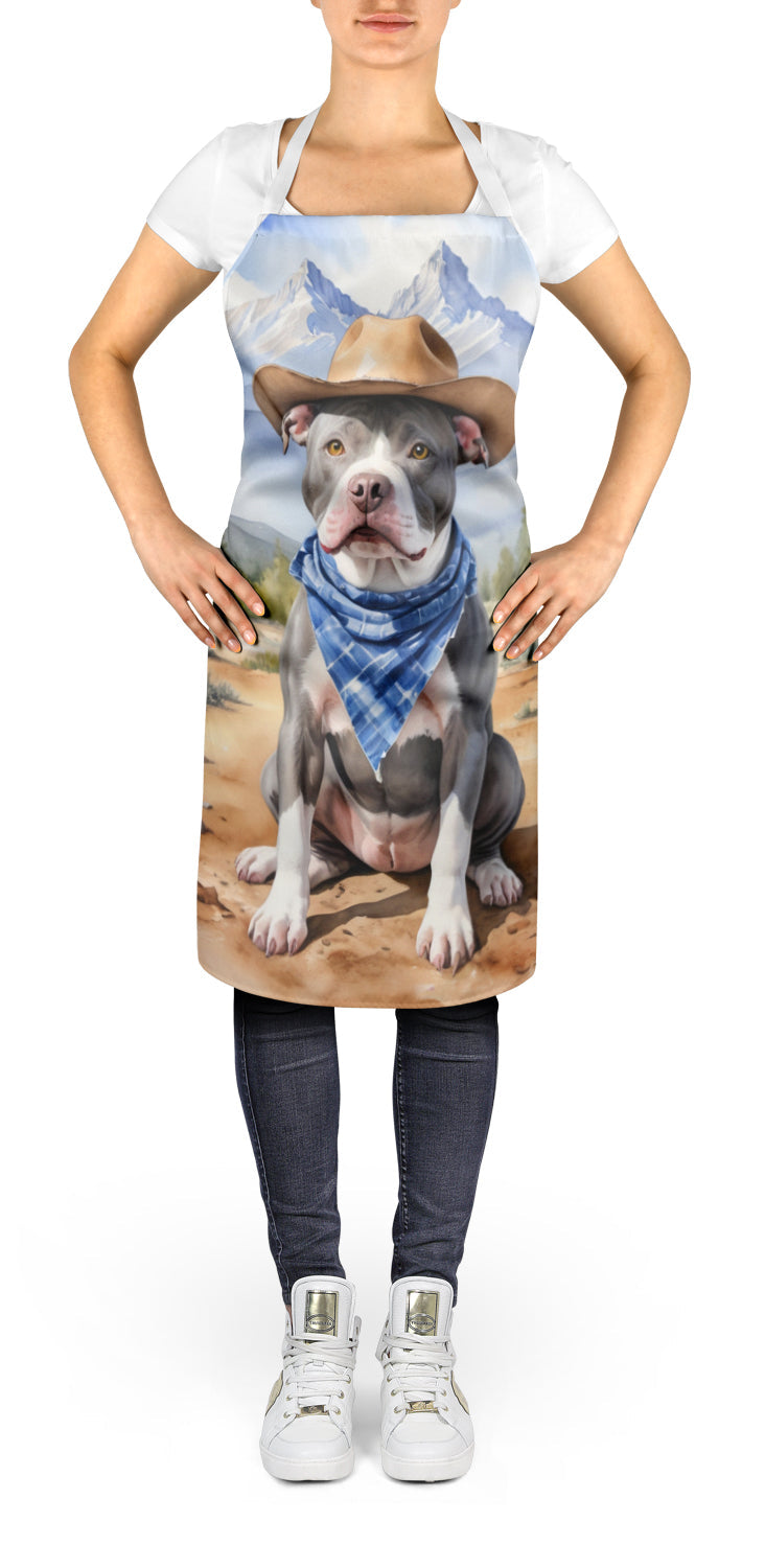Pit Bull Terrier Cowboy Welcome Apron Cooking Kitchen Server Baking Crafts Gardening for Adult Women Men, Unisex, Large, Multicolor