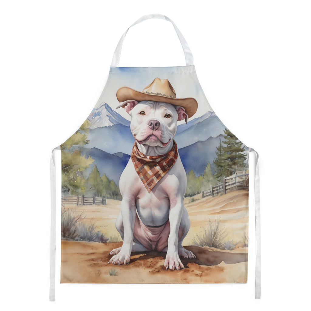 Pit Bull Terrier Cowboy Welcome Apron Cooking Kitchen Server Baking Crafts Gardening for Adult Women Men, Unisex, Large, Multicolor