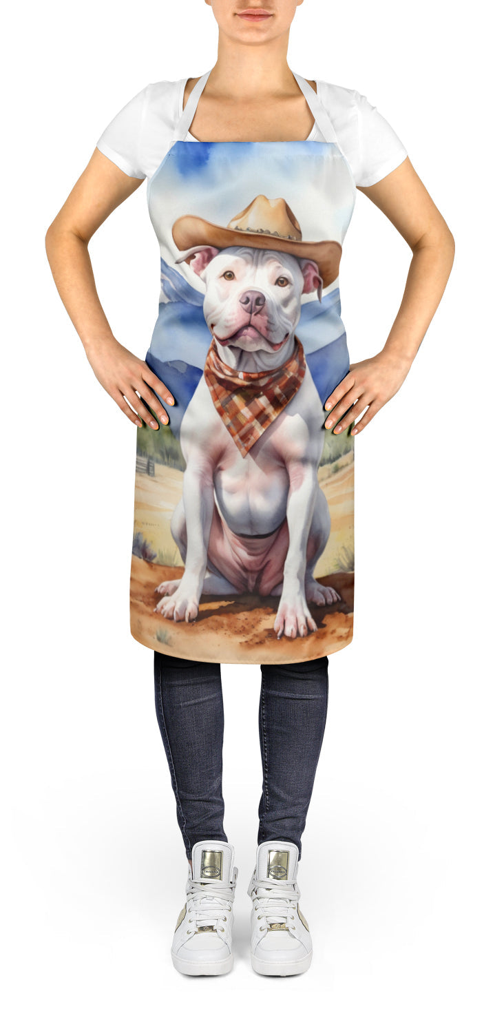 Pit Bull Terrier Cowboy Welcome Apron Cooking Kitchen Server Baking Crafts Gardening for Adult Women Men, Unisex, Large, Multicolor
