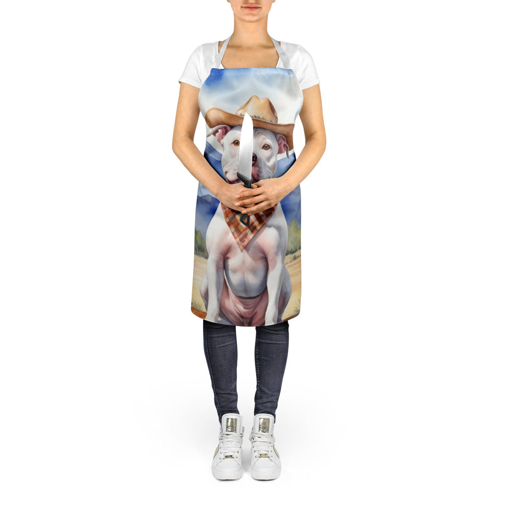 Pit Bull Terrier Cowboy Welcome Apron Cooking Kitchen Server Baking Crafts Gardening for Adult Women Men, Unisex, Large, Multicolor