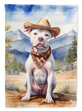 Pit Bull Terrier Cowboy Welcome House Flag 28x40 Porch Sleeve Pole Decorative Outside Yard Banner Artwork Wall Hanging, Polyester