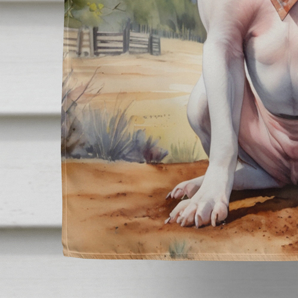 Pit Bull Terrier Cowboy Welcome House Flag 28x40 Porch Sleeve Pole Decorative Outside Yard Banner Artwork Wall Hanging, Polyester