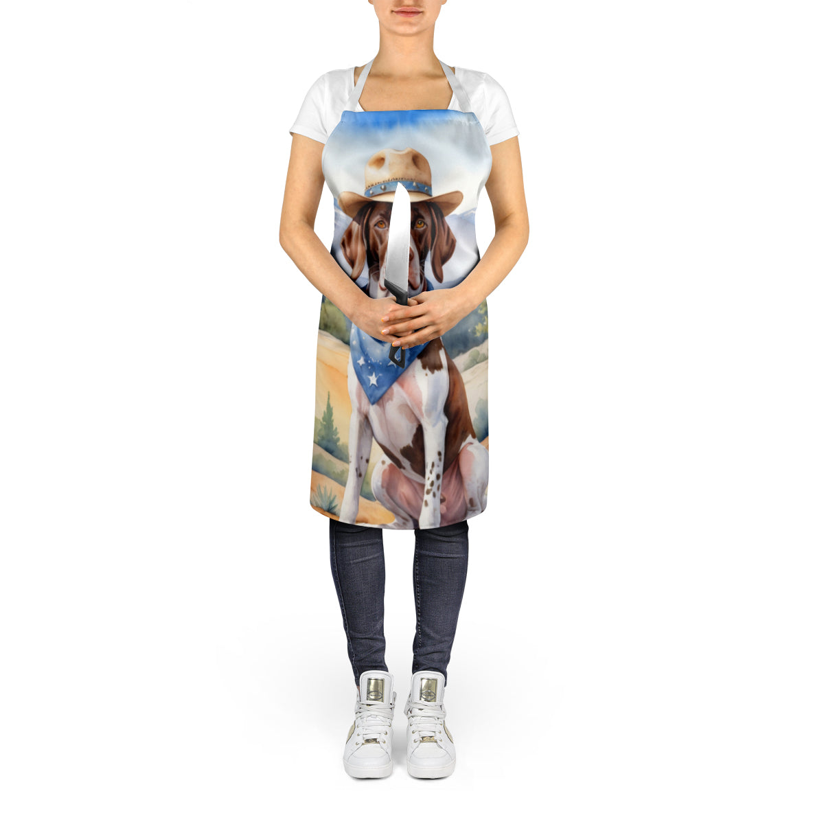 Pointer Cowboy Welcome Apron Cooking Kitchen Server Baking Crafts Gardening for Adult Women Men, Unisex, Large, Multicolor