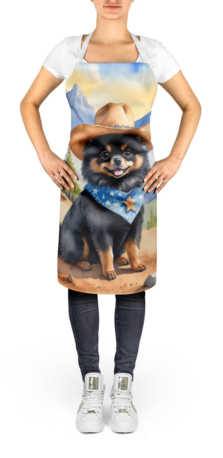 Pomeranian Cowboy Welcome Apron Cooking Kitchen Server Baking Crafts Gardening for Adult Women Men, Unisex, Large, Multicolor