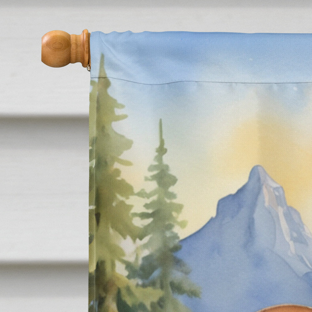 Pomeranian Cowboy Welcome House Flag 28x40 Porch Sleeve Pole Decorative Outside Yard Banner Artwork Wall Hanging, Polyester