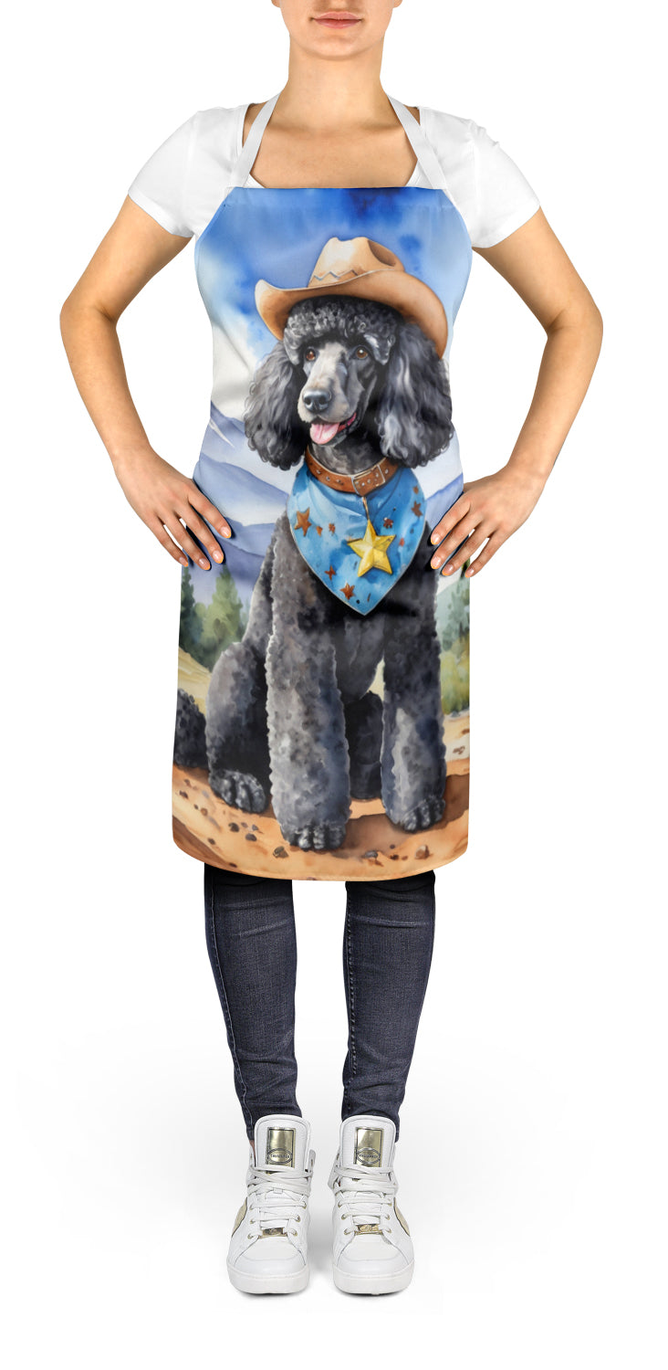 Black Poodle Cowboy Welcome Apron Cooking Kitchen Server Baking Crafts Gardening for Adult Women Men, Unisex, Large, Multicolor
