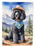 Black Poodle Cowboy Welcome House Flag 28x40 Porch Sleeve Pole Decorative Outside Yard Banner Artwork Wall Hanging, Polyester