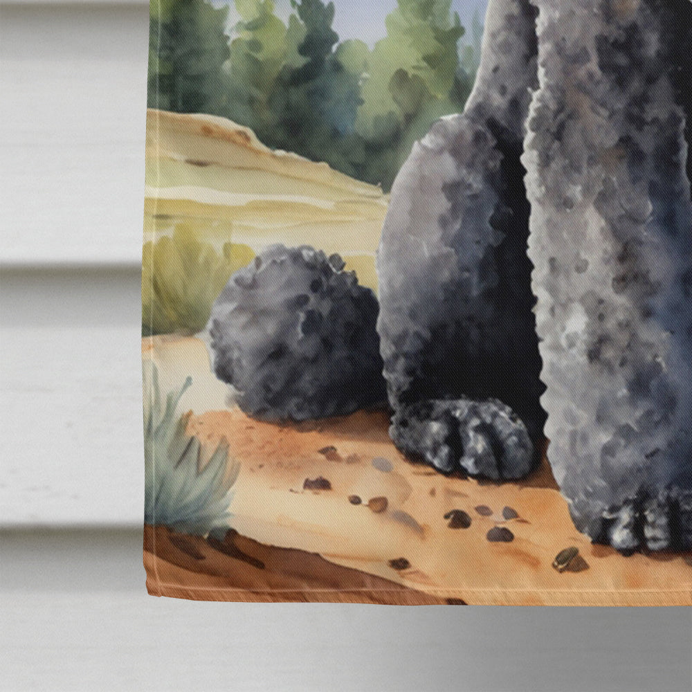Black Poodle Cowboy Welcome House Flag 28x40 Porch Sleeve Pole Decorative Outside Yard Banner Artwork Wall Hanging, Polyester