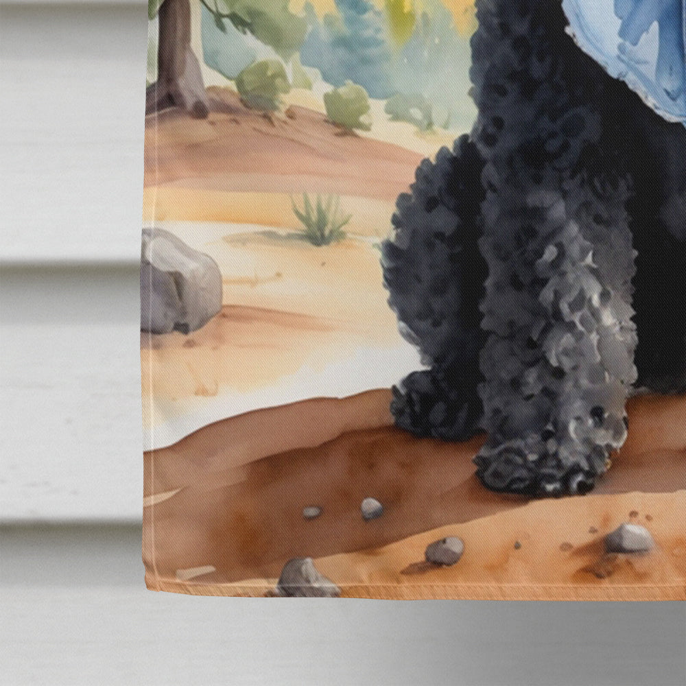 Black Poodle Cowboy Welcome House Flag 28x40 Porch Sleeve Pole Decorative Outside Yard Banner Artwork Wall Hanging, Polyester