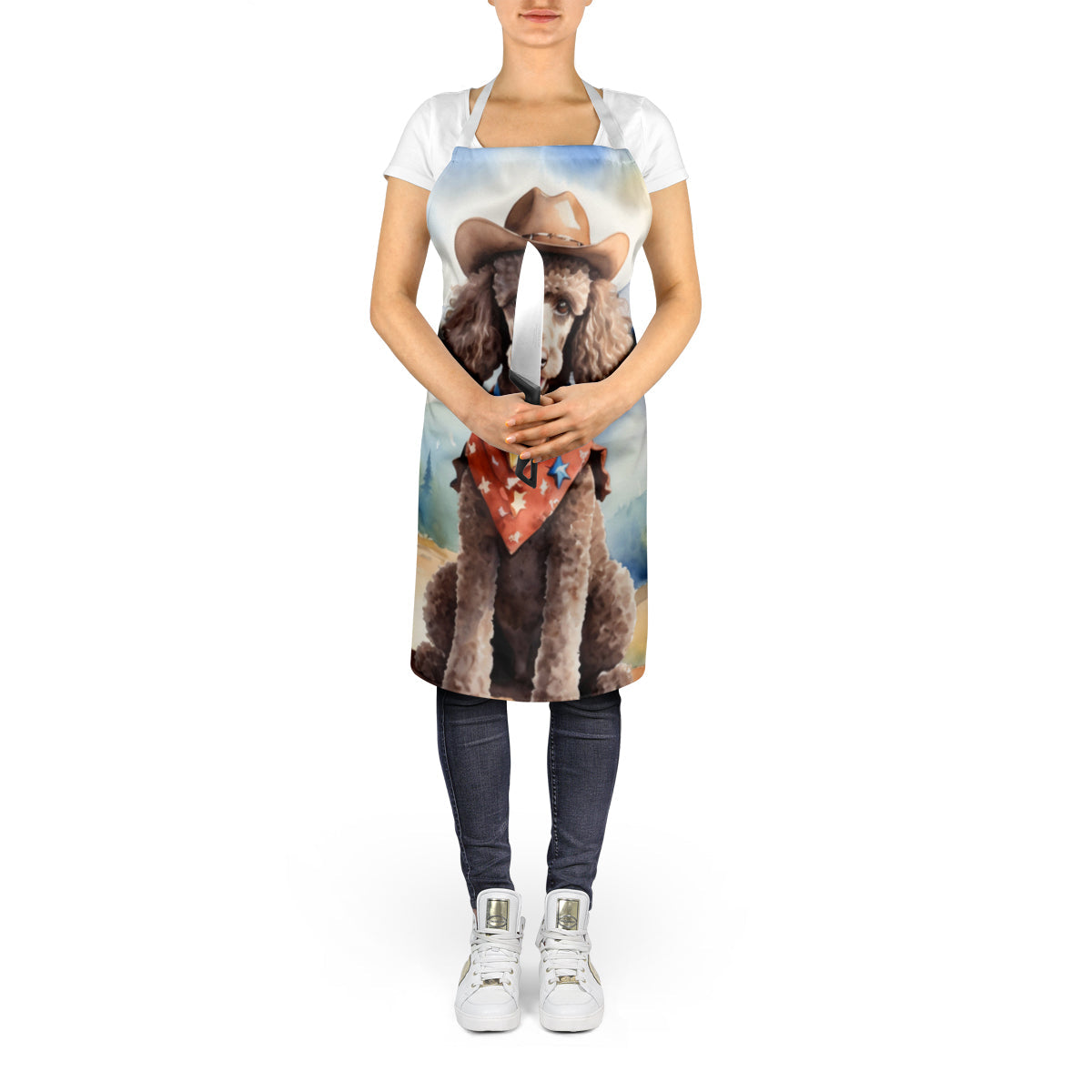 Poodle Cowboy Welcome Apron Cooking Kitchen Server Baking Crafts Gardening for Adult Women Men, Unisex, Large, Multicolor