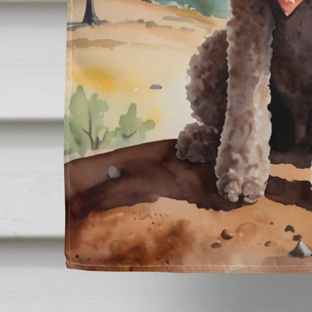 Poodle Cowboy Welcome House Flag 28x40 Porch Sleeve Pole Decorative Outside Yard Banner Artwork Wall Hanging, Polyester