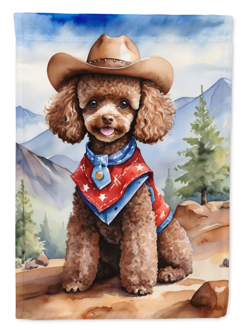 Poodle Cowboy Welcome House Flag 28x40 Porch Sleeve Pole Decorative Outside Yard Banner Artwork Wall Hanging, Polyester