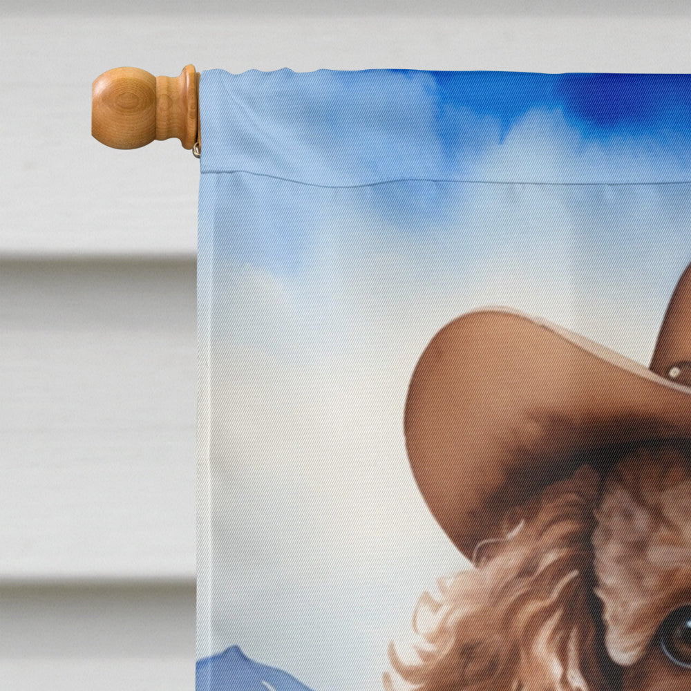 Poodle Cowboy Welcome House Flag 28x40 Porch Sleeve Pole Decorative Outside Yard Banner Artwork Wall Hanging, Polyester