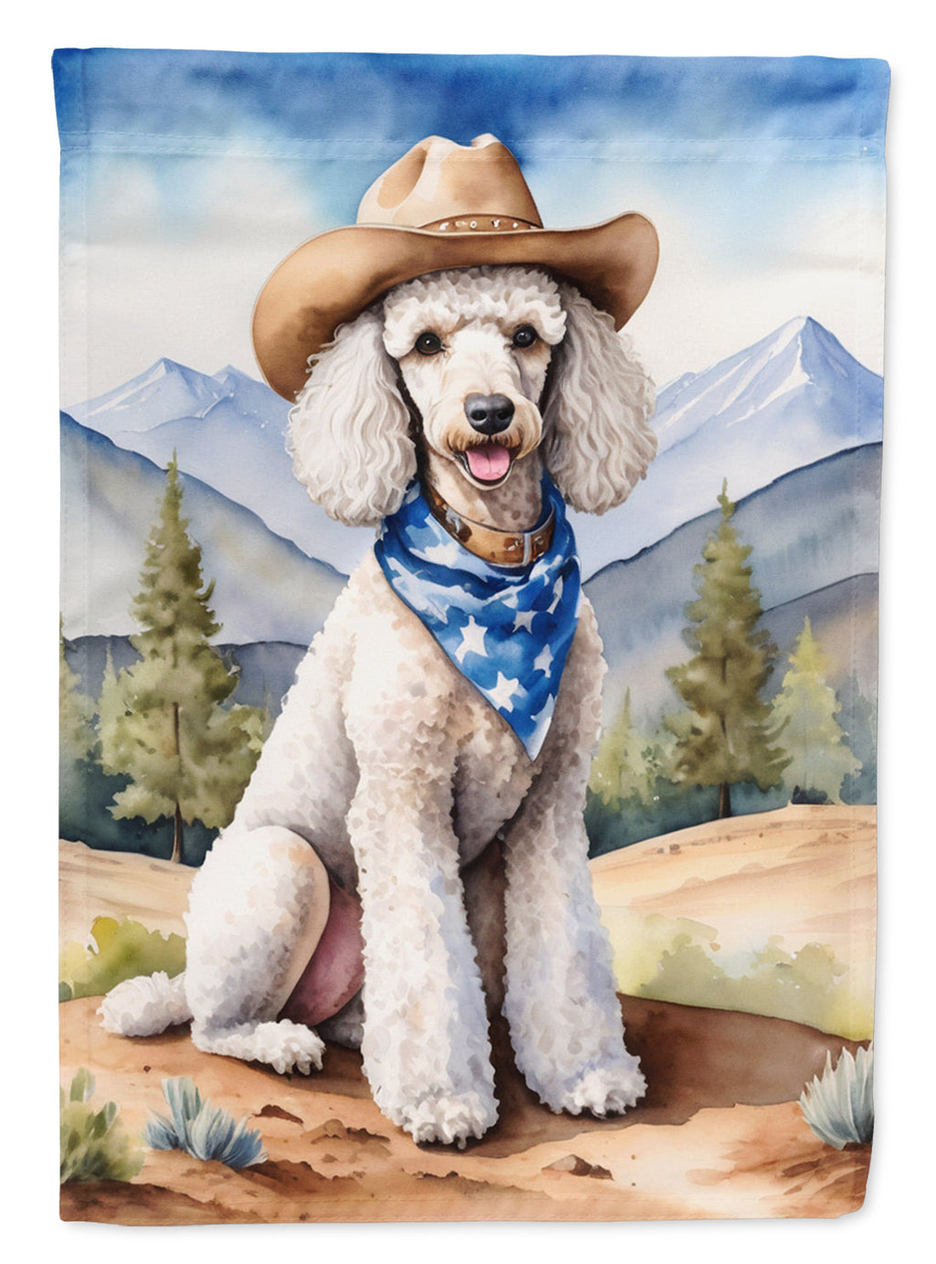 Poodle Cowboy Welcome House Flag 28x40 Porch Sleeve Pole Decorative Outside Yard Banner Artwork Wall Hanging, Polyester
