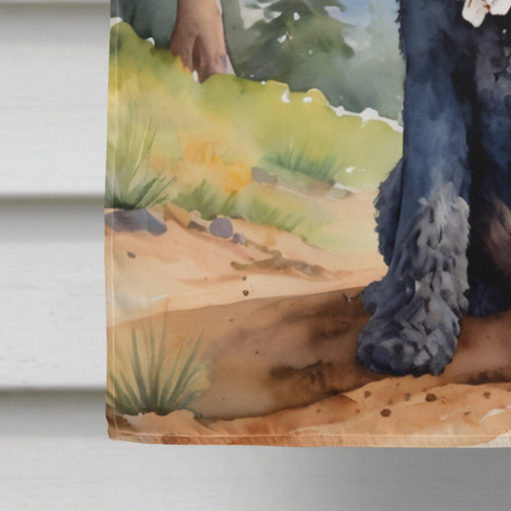 Portuguese Water Dog Cowboy Welcome House Flag 28x40 Porch Sleeve Pole Decorative Outside Yard Banner Artwork Wall Hanging, Polyester