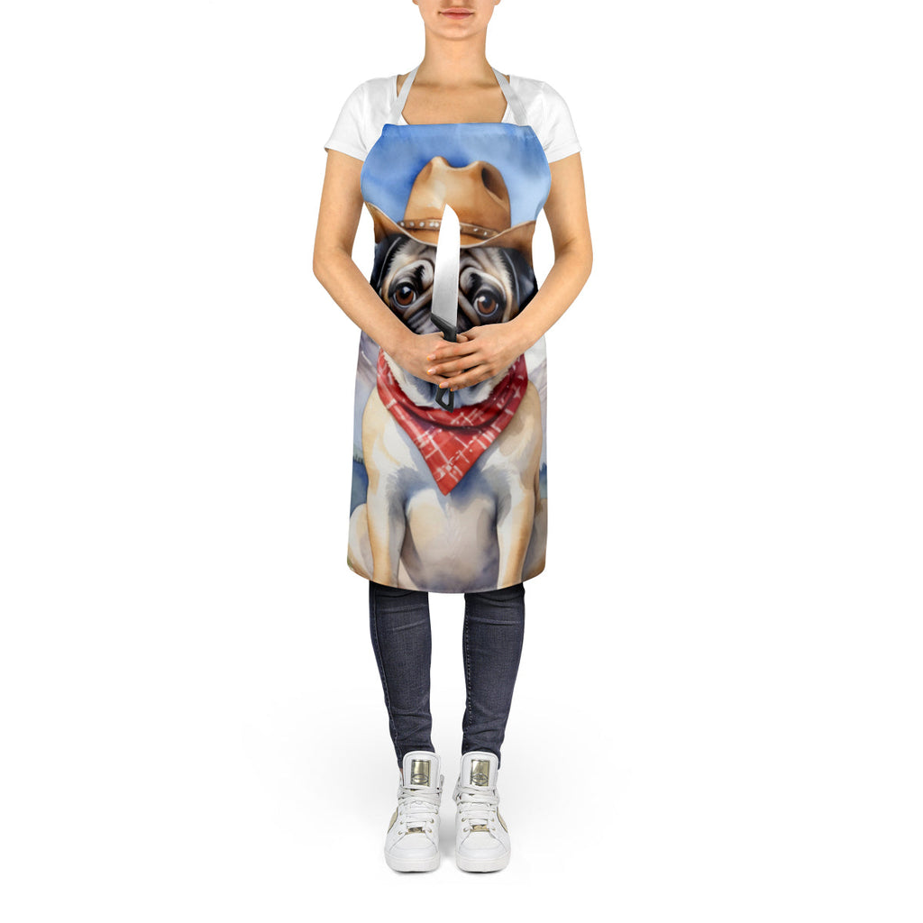 Pug Cowboy Welcome Apron Cooking Kitchen Server Baking Crafts Gardening for Adult Women Men, Unisex, Large, Multicolor
