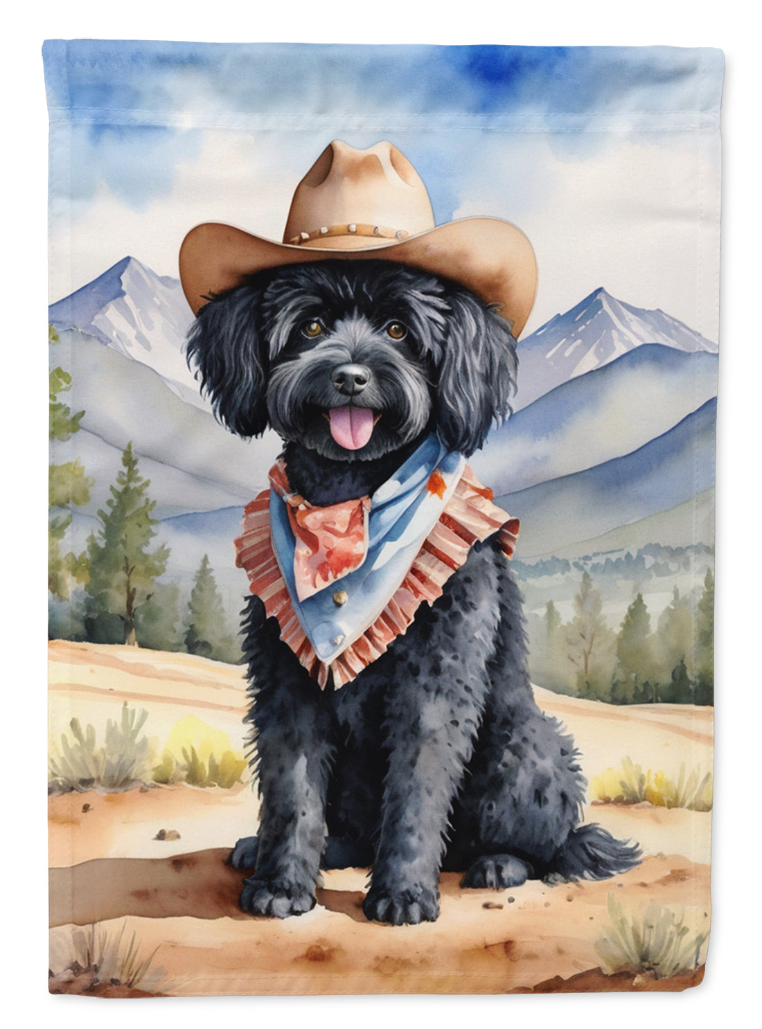 Puli Cowboy Welcome House Flag 28x40 Porch Sleeve Pole Decorative Outside Yard Banner Artwork Wall Hanging, Polyester