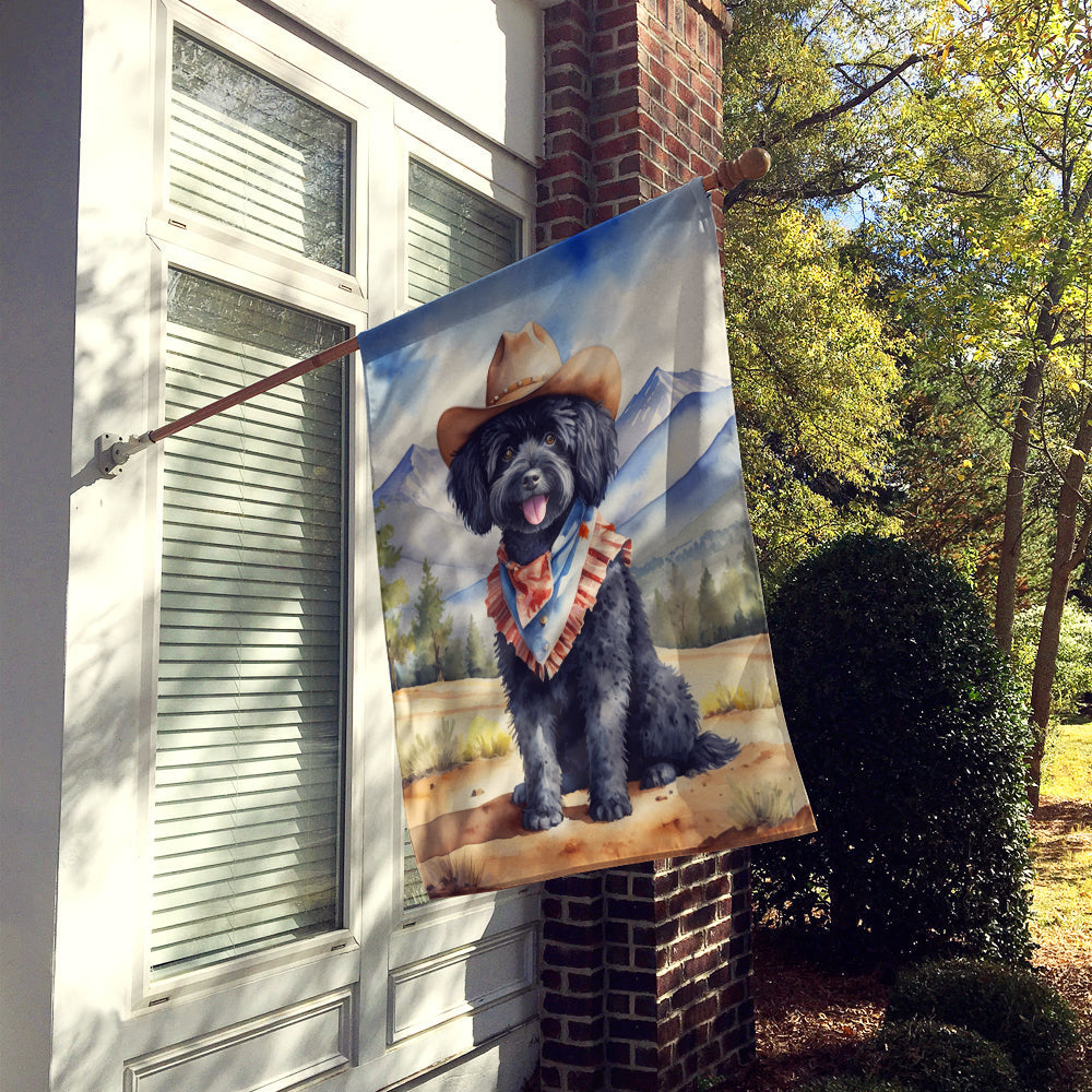Puli Cowboy Welcome House Flag 28x40 Porch Sleeve Pole Decorative Outside Yard Banner Artwork Wall Hanging, Polyester