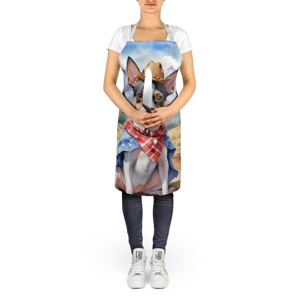 Rat Terrier Cowboy Welcome Apron Cooking Kitchen Server Baking Crafts Gardening for Adult Women Men, Unisex, Large, Multicolor
