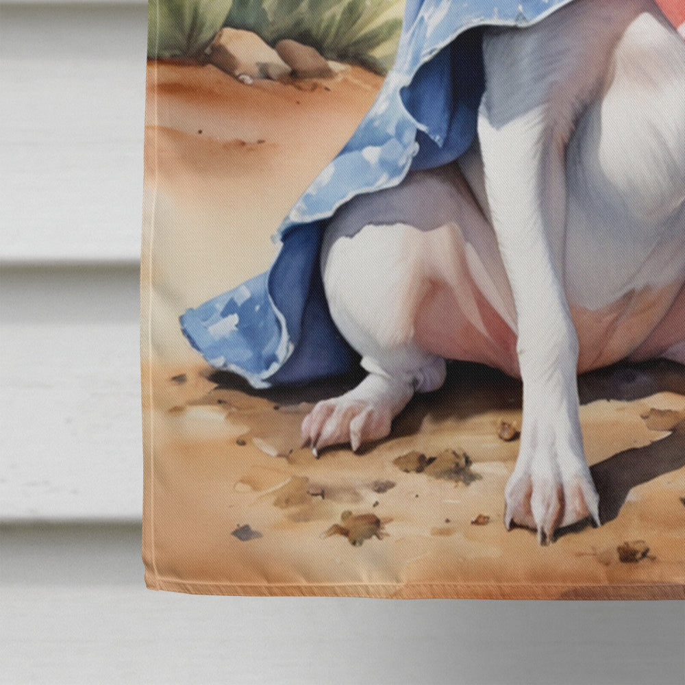 Rat Terrier Cowboy Welcome House Flag 28x40 Porch Sleeve Pole Decorative Outside Yard Banner Artwork Wall Hanging, Polyester