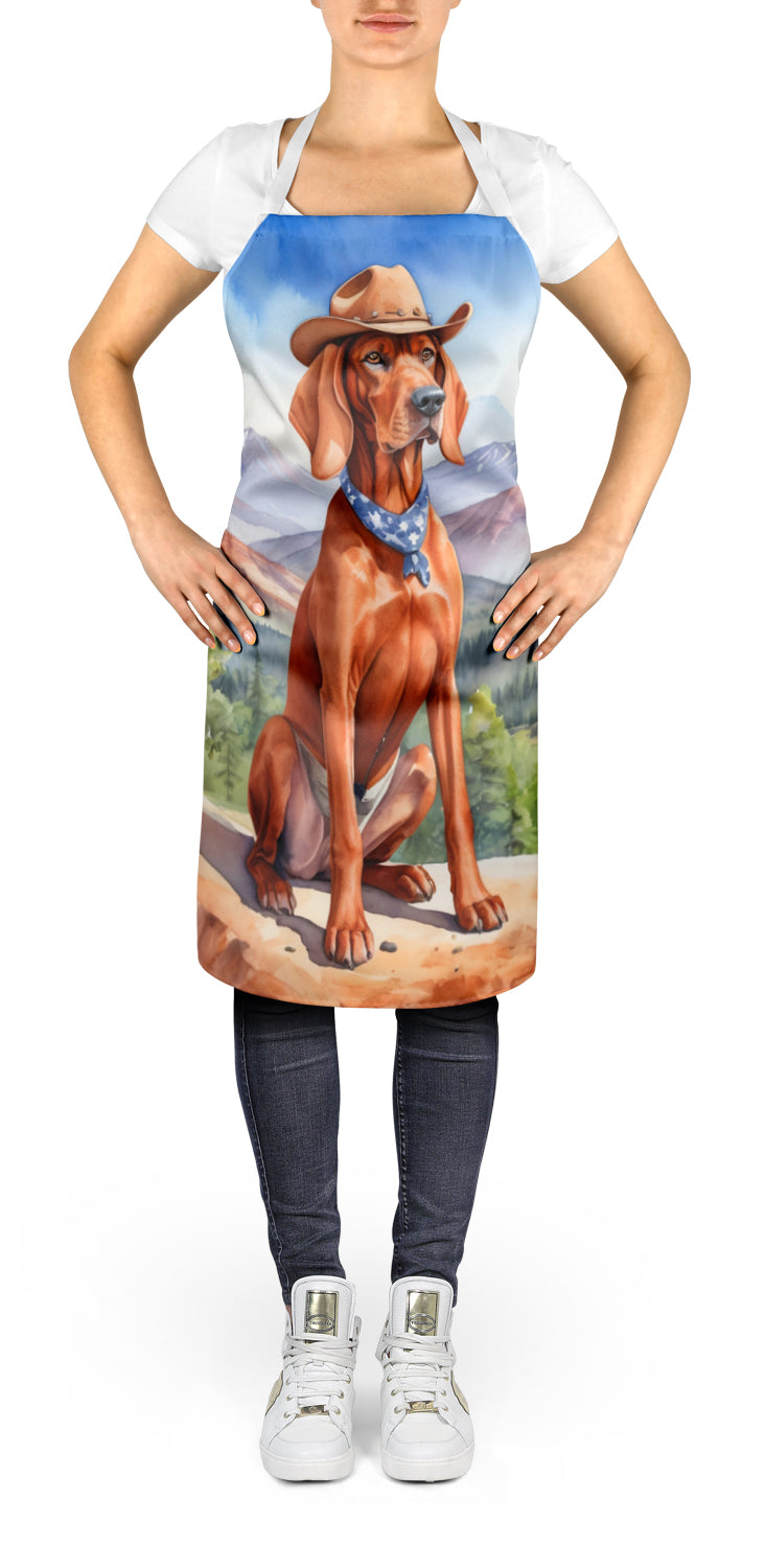 Redbone Coonhound Cowboy Welcome Apron Cooking Kitchen Server Baking Crafts Gardening for Adult Women Men, Unisex, Large, Multicolor