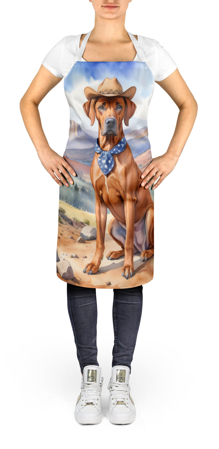 Rhodesian Ridgeback Cowboy Welcome Apron Cooking Kitchen Server Baking Crafts Gardening for Adult Women Men, Unisex, Large, Multicolor