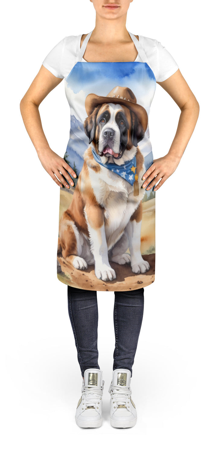 Saint Bernard Cowboy Welcome Apron Cooking Kitchen Server Baking Crafts Gardening for Adult Women Men, Unisex, Large, Multicolor
