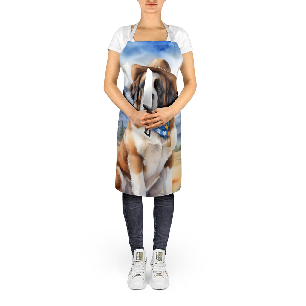 Saint Bernard Cowboy Welcome Apron Cooking Kitchen Server Baking Crafts Gardening for Adult Women Men, Unisex, Large, Multicolor