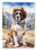 Saint Bernard Cowboy Welcome House Flag 28x40 Porch Sleeve Pole Decorative Outside Yard Banner Artwork Wall Hanging, Polyester