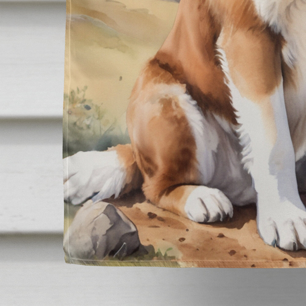 Saint Bernard Cowboy Welcome House Flag 28x40 Porch Sleeve Pole Decorative Outside Yard Banner Artwork Wall Hanging, Polyester