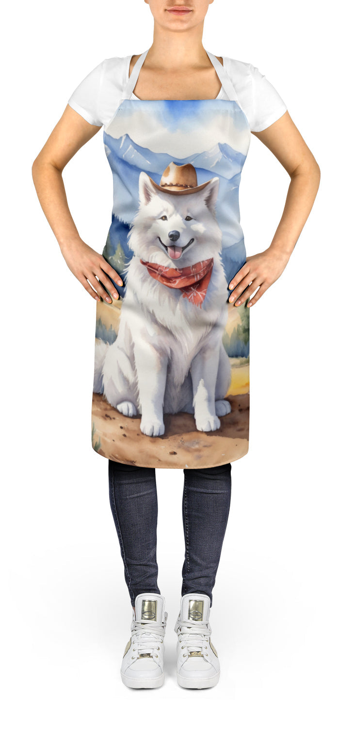 Samoyed Cowboy Welcome Apron Cooking Kitchen Server Baking Crafts Gardening for Adult Women Men, Unisex, Large, Multicolor