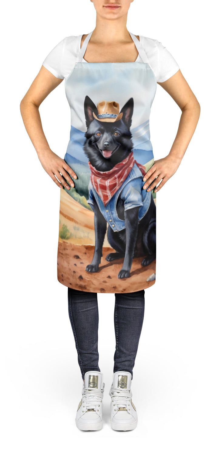 Schipperke Cowboy Welcome Apron Cooking Kitchen Server Baking Crafts Gardening for Adult Women Men, Unisex, Large, Multicolor