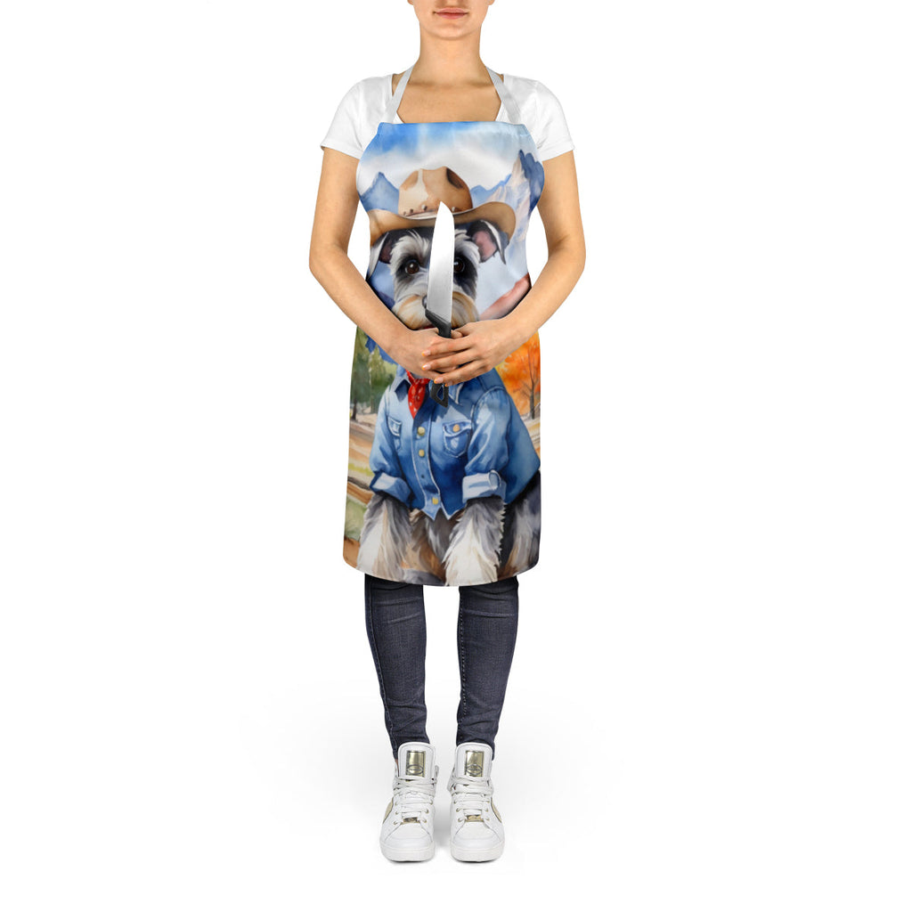 Schnauzer Cowboy Welcome Apron Cooking Kitchen Server Baking Crafts Gardening for Adult Women Men, Unisex, Large, Multicolor