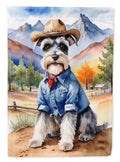 Schnauzer Cowboy Welcome House Flag 28x40 Porch Sleeve Pole Decorative Outside Yard Banner Artwork Wall Hanging, Polyester