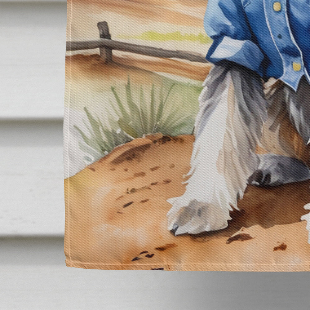 Schnauzer Cowboy Welcome House Flag 28x40 Porch Sleeve Pole Decorative Outside Yard Banner Artwork Wall Hanging, Polyester