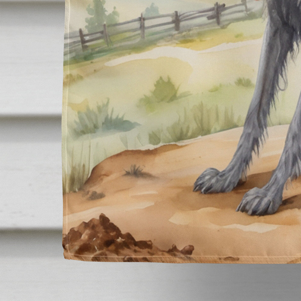 Scottish Deerhound Cowboy Welcome House Flag 28x40 Porch Sleeve Pole Decorative Outside Yard Banner Artwork Wall Hanging, Polyester