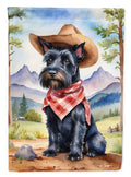 Scottish Terrier Cowboy Welcome House Flag 28x40 Porch Sleeve Pole Decorative Outside Yard Banner Artwork Wall Hanging, Polyester