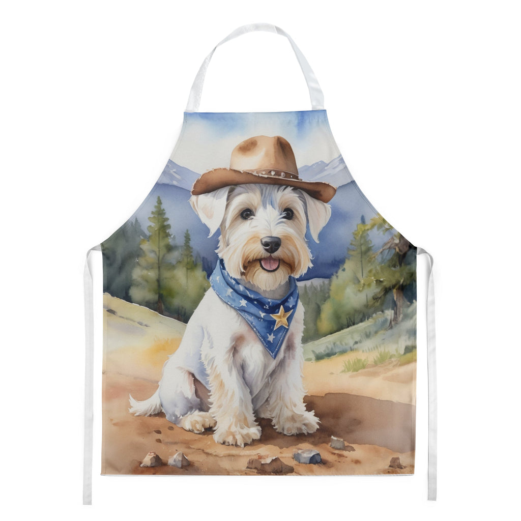 Sealyham Terrier Cowboy Welcome Apron Cooking Kitchen Server Baking Crafts Gardening for Adult Women Men, Unisex, Large, Multicolor