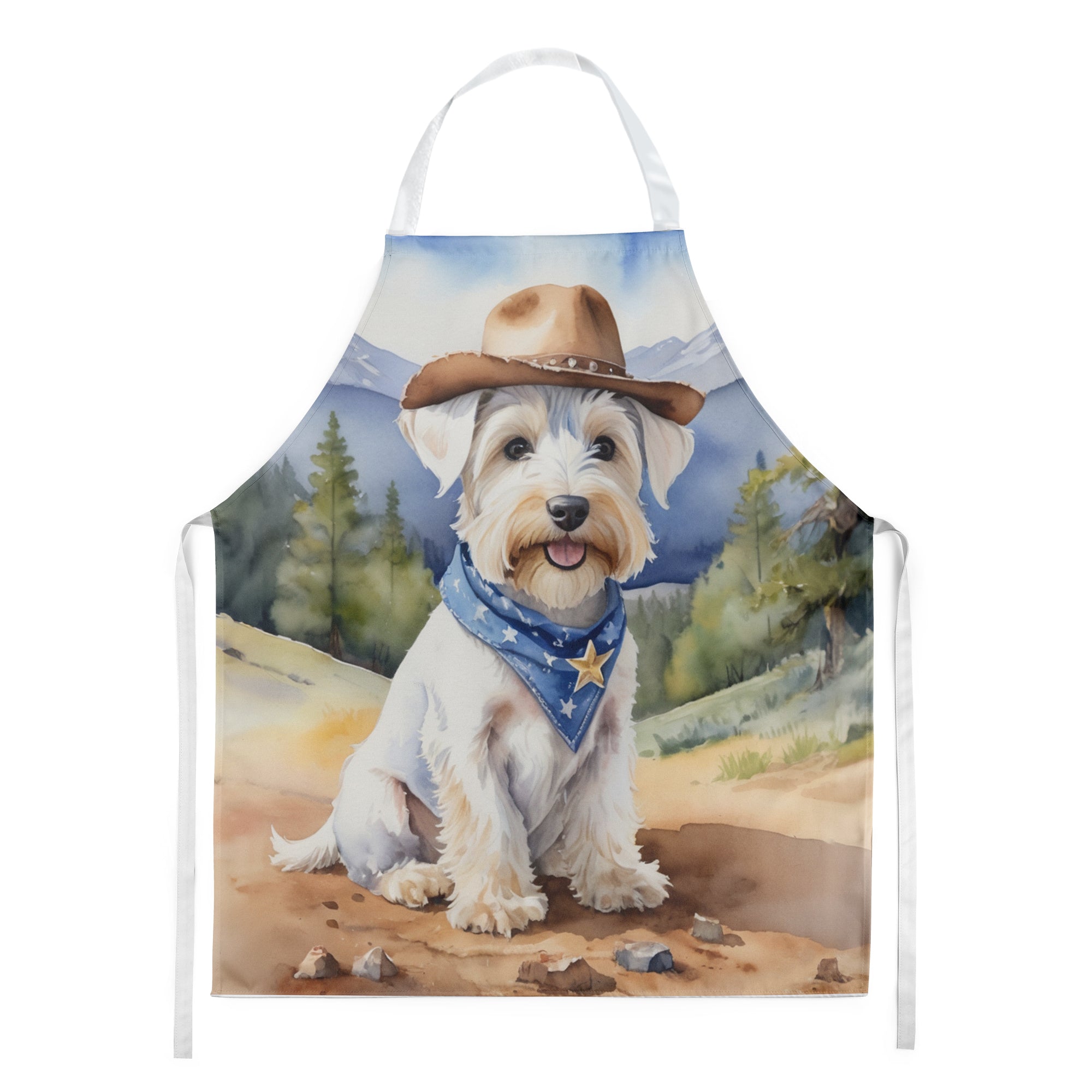 Sealyham Terrier Cowboy Welcome Apron Cooking Kitchen Server Baking Crafts Gardening for Adult Women Men, Unisex, Large, Multicolor